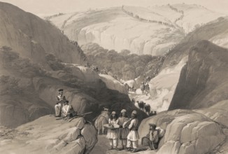 Siri-Kajaur Pass, Baluchistan, Pakistan, First Anglo-Afghan War, sketch by James Atkinson, 1840