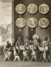 Before the ascension of Jesus, Resurrection of Jesus, New Testament, steel engraving 1853,