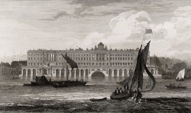 Somerset House, from River Thames, Westminster, London, UK