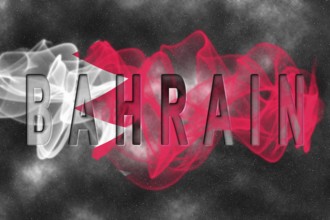 Bahrain Flag with Starry Background Smoke Effect