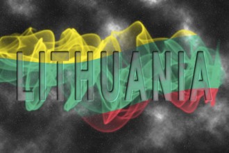 Lithuania Flag with Starry Background Smoke Effect