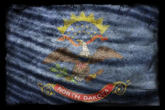 North Dakota Flag, Grunge Texture Background