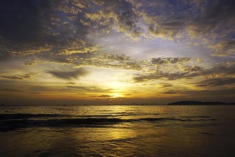 Beautiful colorful dramatic sea sunset landscape in Thailand