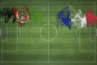 Afghanistan vs France Soccer Match, national colors, national flags, soccer field, football game,