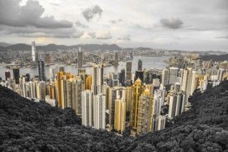 Skyscrapers of Hong Kong which is visible from the Victoria Peak. Shooting Location: Hong Kong