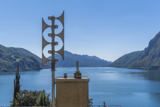 View of the city of Lugano from creative angles on a sunny day. Lugano Lake. Lugano. Switzerland.