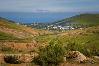 View on the village of Haria on Lanzarote, Canary Islands, and the valley of the thousand palms