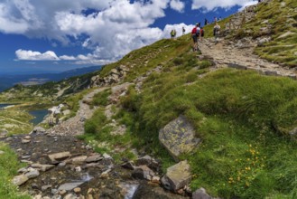 The hiking trail for the Seven Rila Lakes in Bulgaria