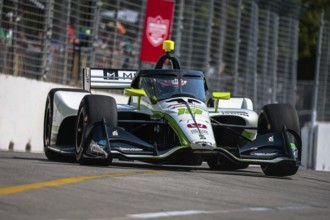 NTT INDYCAR SERIES driver, HUNTER MCELREA (R) (18) of Gold Coast, Australia, travels through the