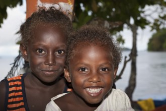 Children on Telina Island, Marovo Lagoon, Solomon Islands