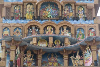 Painted Deities on Ganesha imaginary Palace, Pune, Maharashtra, India, Asia
