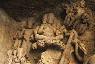 UNESCO-World Heritage Site, Richly stone carved panel, Bramha riding on swans, Lord Ganesh and