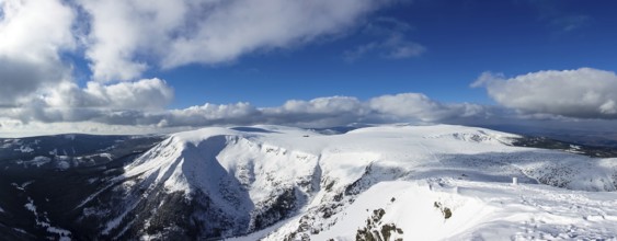View from the Schneekoppe in the Giant Mountains in the Czech Republic