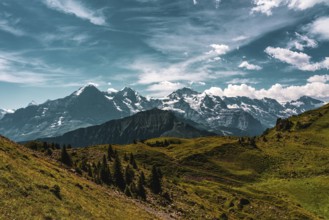Panoramic view of the Alps in Switzerland