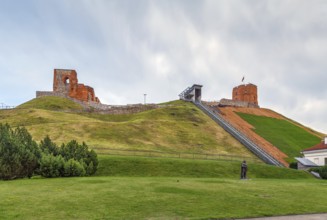Remains of Upper Castle om hill in Vilnus, Lithuania