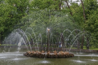 Sun Fountain in lower park in Peterhof, Russia