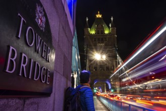 Tower Bridge in London, UK, United Kingdom. Europe. Long exposure and night shot