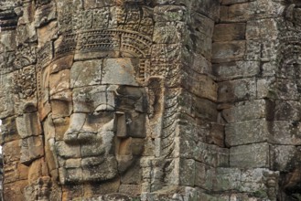 Tower of faces in the Bayon temple in Angkor Thom in Cambodia