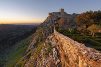 Village of Marvao and castle on top of a mountain in Portugal