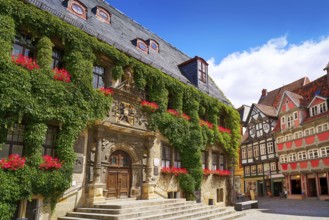 Rathaus Quedlinburg facade in Harz Saxony Anhalt Germany