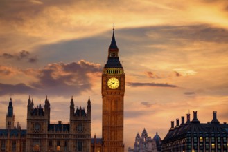 Big Ben Clock Tower London at Thames River England