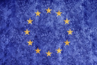 European Union Metallic flag, Textured flag, grunge flag