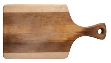 Wooden cutting board isolated on white background. Clipping path included