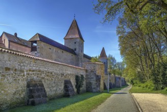 Historical city wall and garden in Amberg, Germany