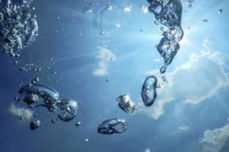 Underwater Bubbles Sunlight, Underwater background Bubbles Water Surface