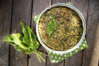 Vegan omelette cuisine based on natural ingredients such as chickpea flour and chard