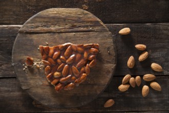 Typical and traditional sweet made from melted sugar and almonds