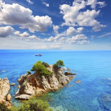 Platja Fenals Fanals Beach in Lloret de Mar at Costa Brava of Catalonia Girona Spain