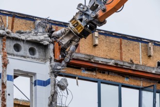 An older office building is being demolished to make way for a new building in Austria