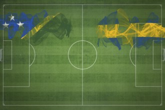 Solomon Islands vs Sweden Soccer Match, national colors, national flags, soccer field, football