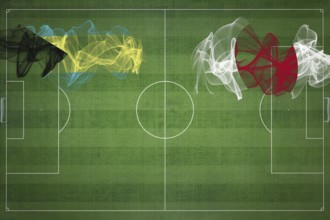 Bahamas vs Japan Soccer Match, national colors, national flags, soccer field, football game,