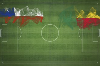 Chile vs Benin Soccer Match, national colors, national flags, soccer field, football game,