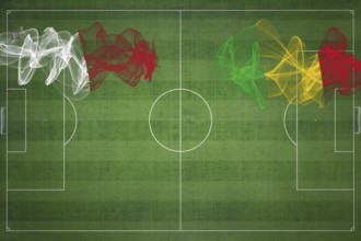 Malta vs Mali Soccer Match, national colors, national flags, soccer field, football game,