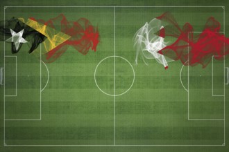 East Timor vs Bahrain Soccer Match, national colors, national flags, soccer field, football game,