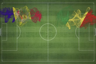 Andorra vs Congo Soccer Match, national colors, national flags, soccer field, football game,