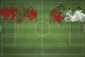 Morocco vs Palestine Soccer Match, national colors, national flags, soccer field, football game,