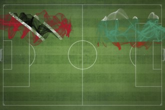 Trinidad and Tobago vs Bulgaria Soccer Match, national colors, national flags, soccer field,