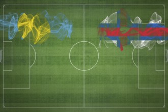 Palau vs Faroe Islands Soccer Match, national colors, national flags, soccer field, football game,