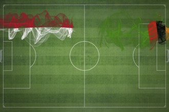 Monaco vs Zambia Soccer Match, national colors, national flags, soccer field, football game,