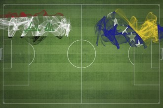 Iraq vs Bosnia and Herzegovina Soccer Match, national colors, national flags, soccer field,