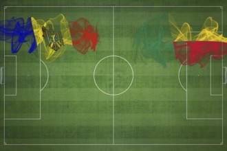 Moldova vs Benin Soccer Match, national colors, national flags, soccer field, football game,