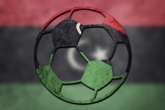 Soccer ball national Libya flag. Libyan football ball