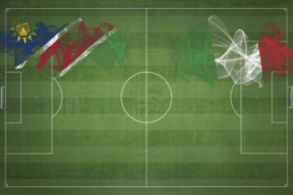 Namibia vs Italy Soccer Match, national colors, national flags, soccer field, football game,