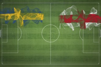 Sweden vs England Soccer Match, national colors, national flags, soccer field, football game,