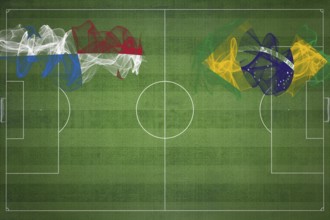 Panama vs Brazil Soccer Match, national colors, national flags, soccer field, football game,