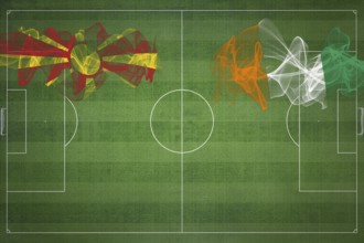 North Macedonia vs Ivory Coast Soccer Match, national colors, national flags, soccer field,